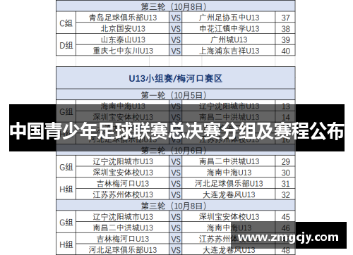 中国青少年足球联赛总决赛分组及赛程公布